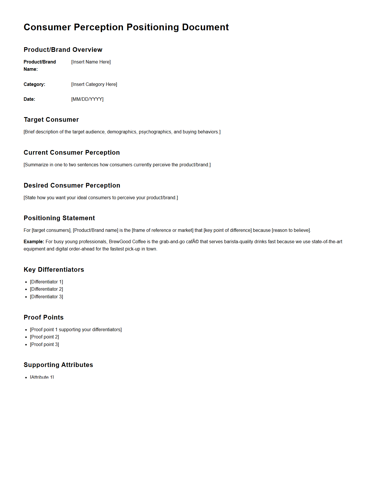 Consumer Perception Positioning Document Example