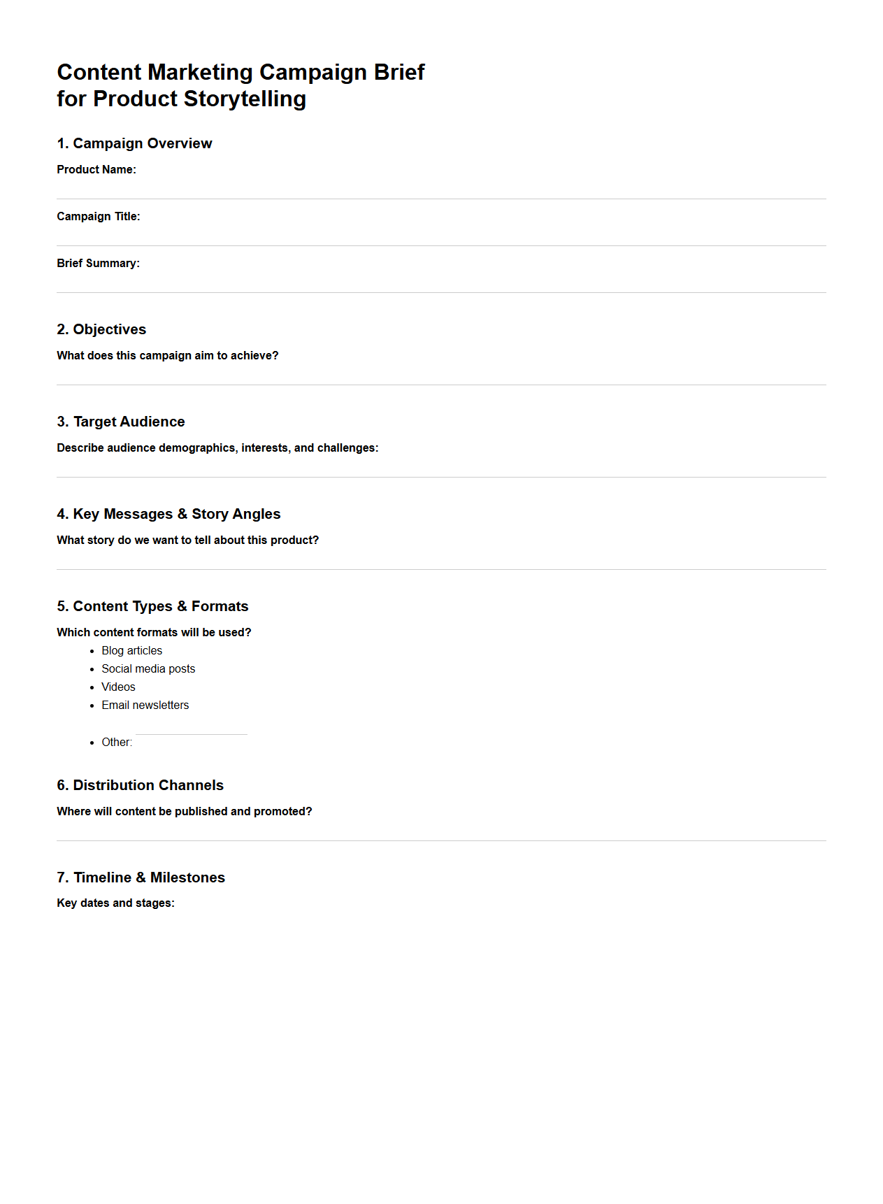 Content Marketing Campaign Brief for Product Storytelling