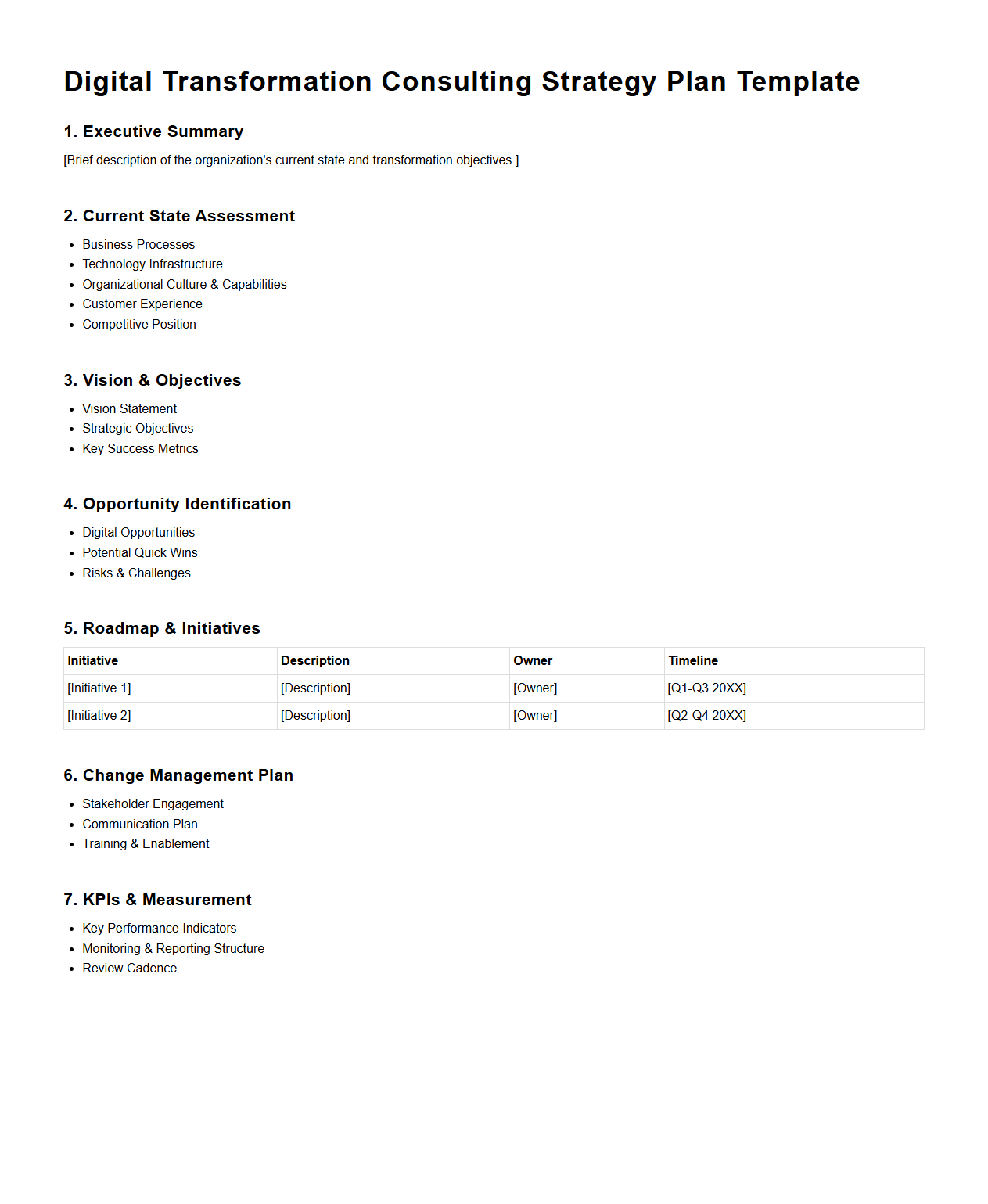 Digital Transformation Consulting Strategy Plan Template