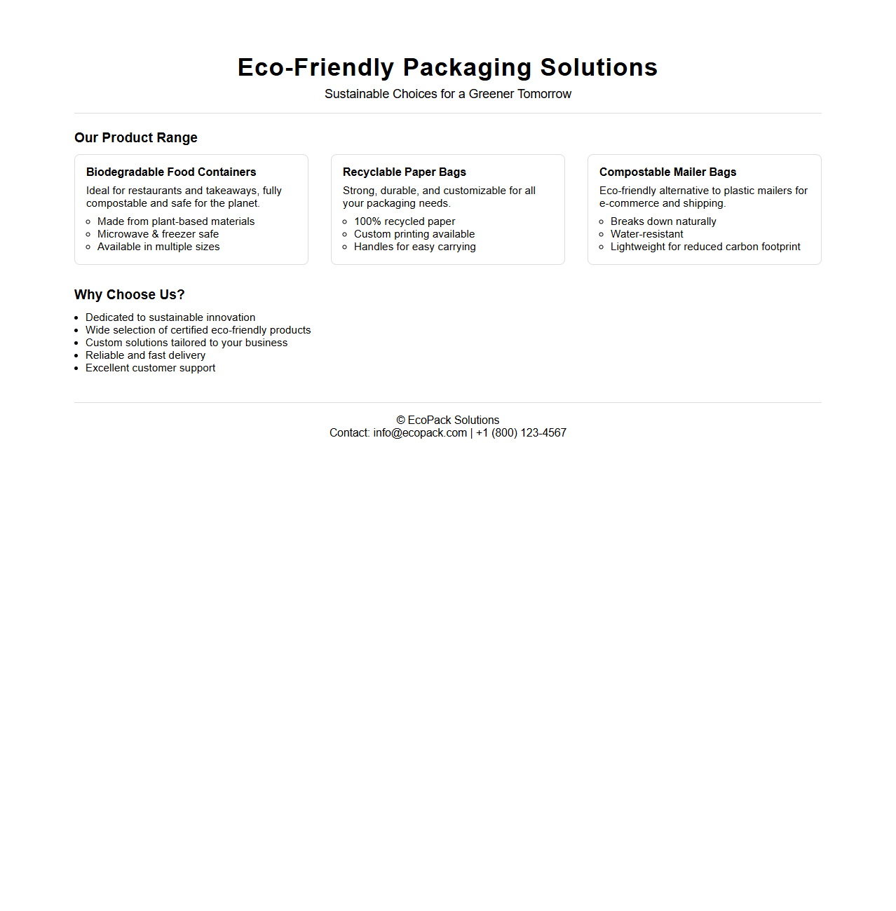Eco-Friendly Packaging Product Brochure Template