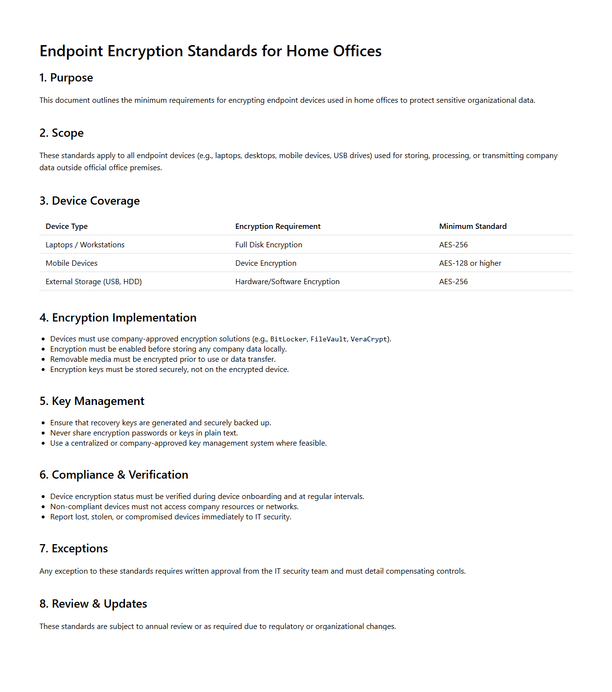 Endpoint Encryption Standards for Home Offices