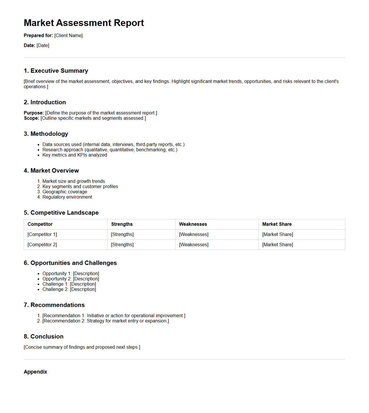 Market Assessment Report for Operations Consulting Proposals