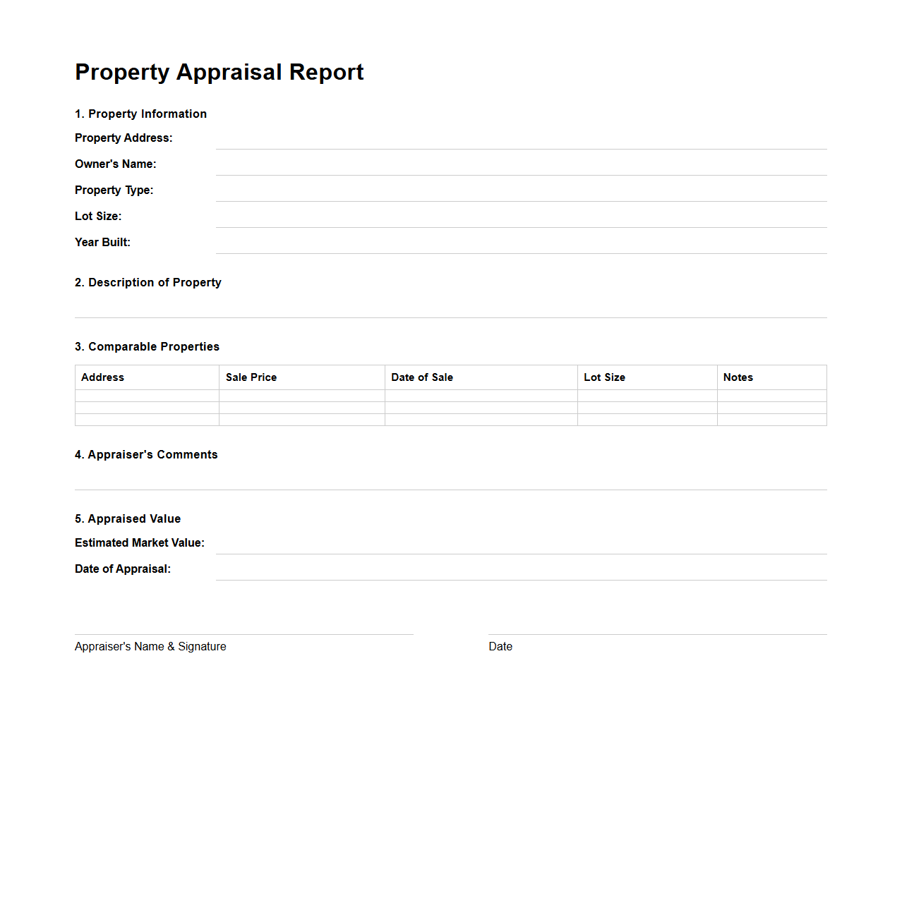 Property Appraisal Report Sample