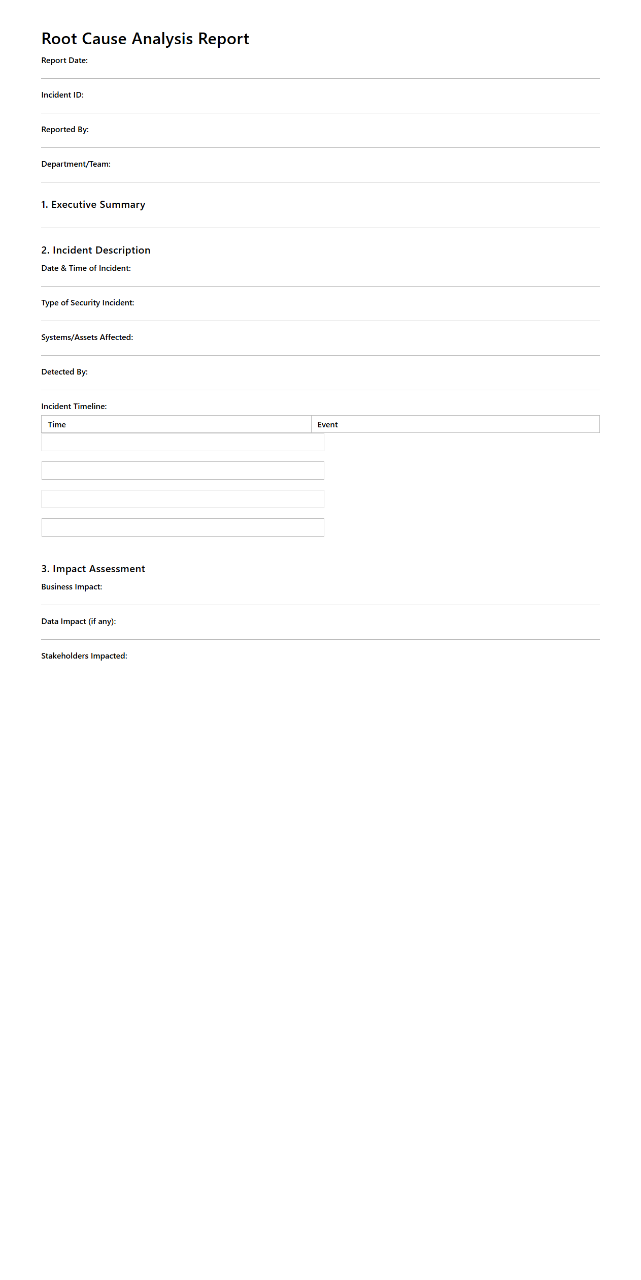 Root Cause Analysis Report for Network Security
