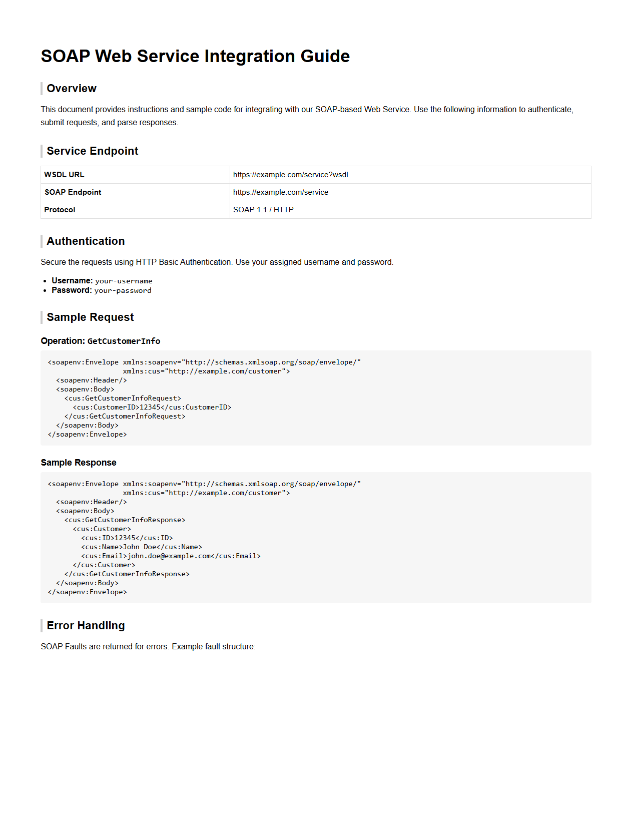 SOAP Web Service Integration Guide