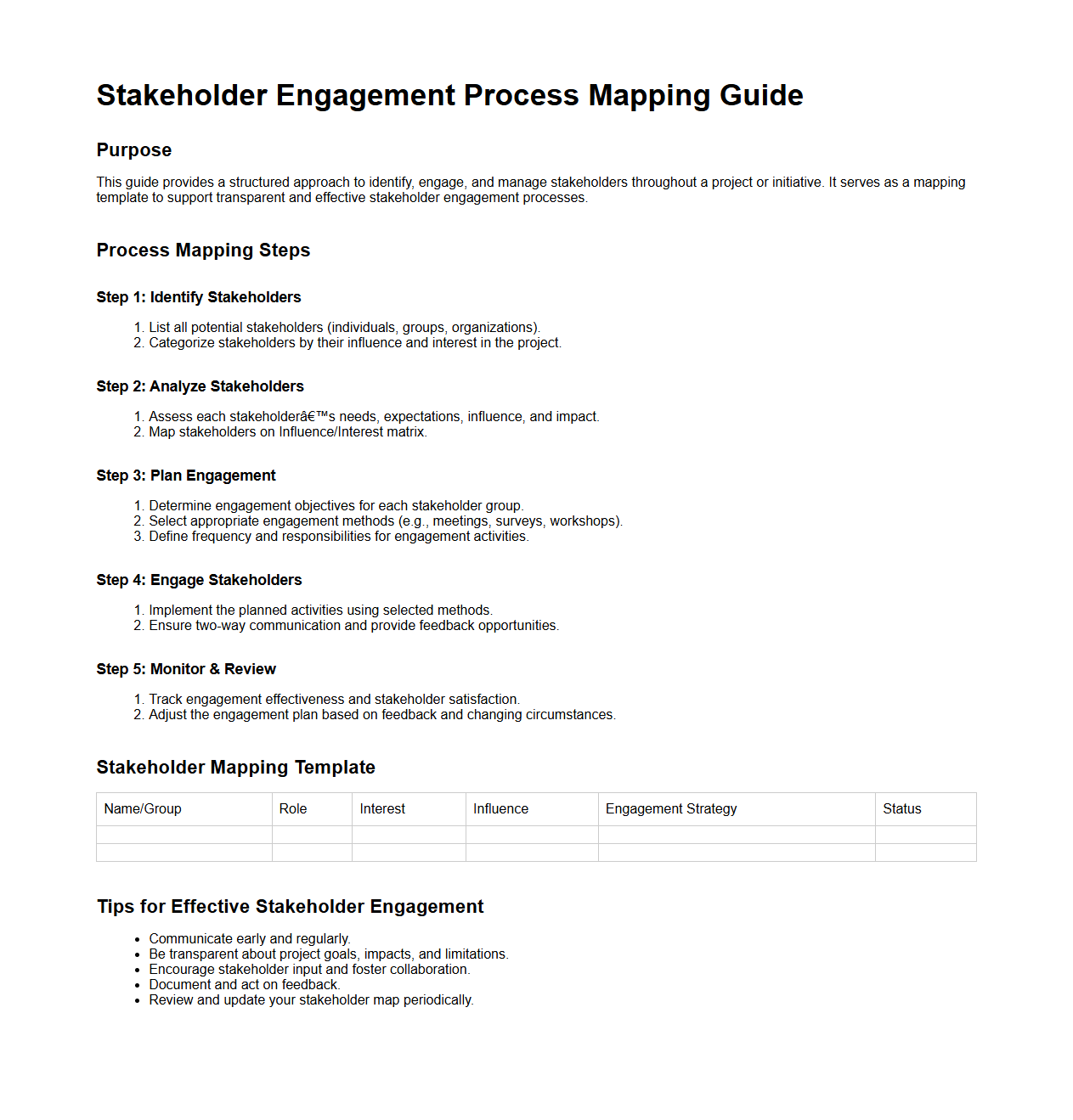 Stakeholder Engagement Process Mapping Guide