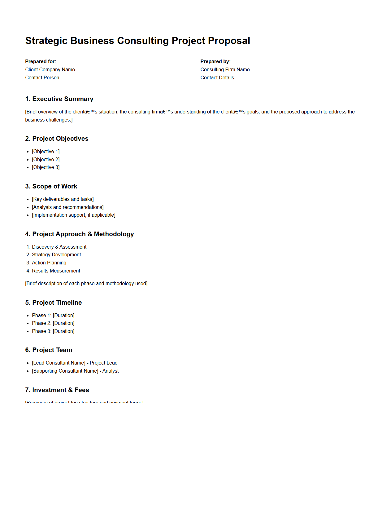 Strategic Business Consulting Project Proposal