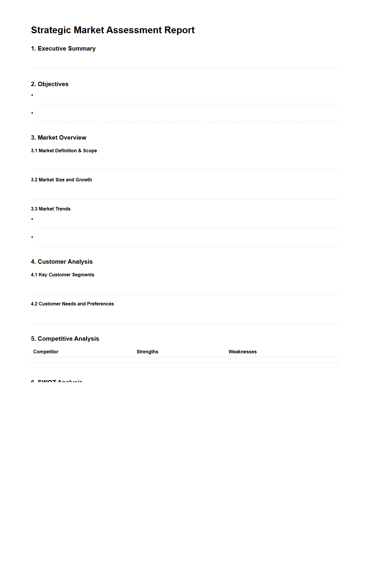 Strategic Market Assessment Report Template