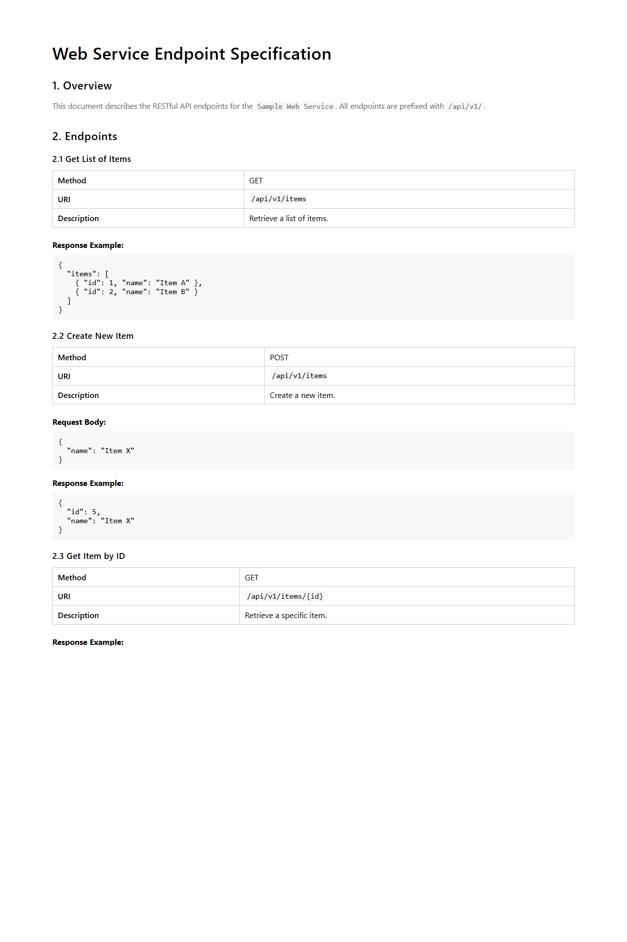 Web Service Endpoint Specification