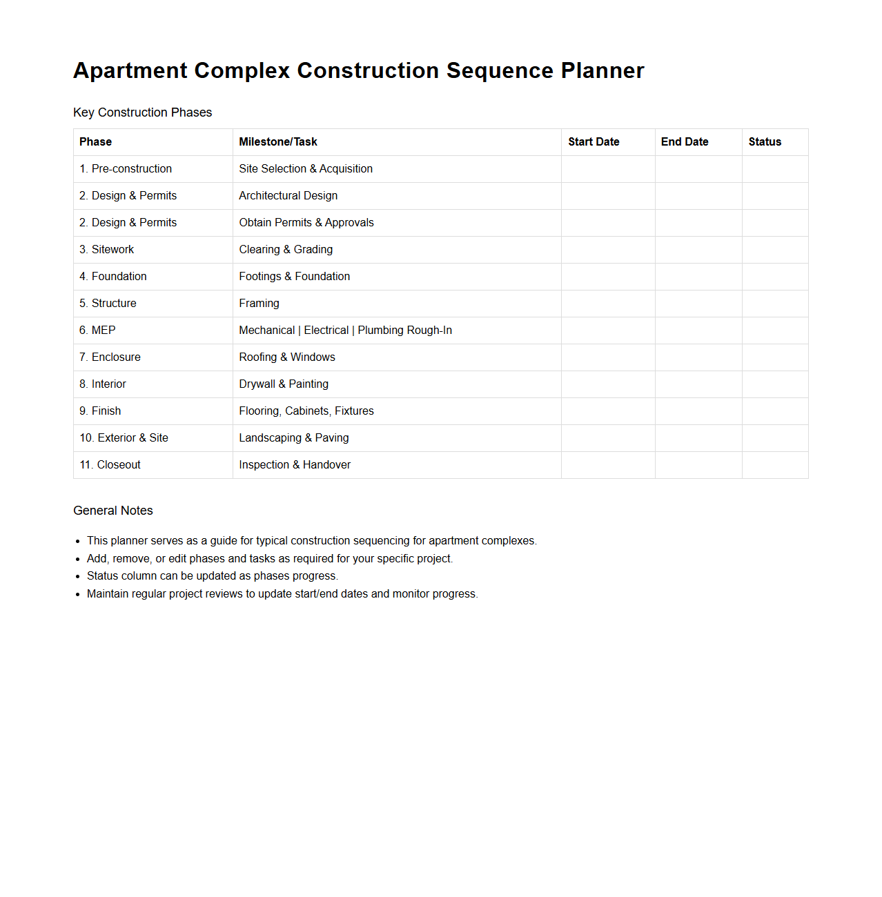 Apartment Complex Construction Sequence Planner