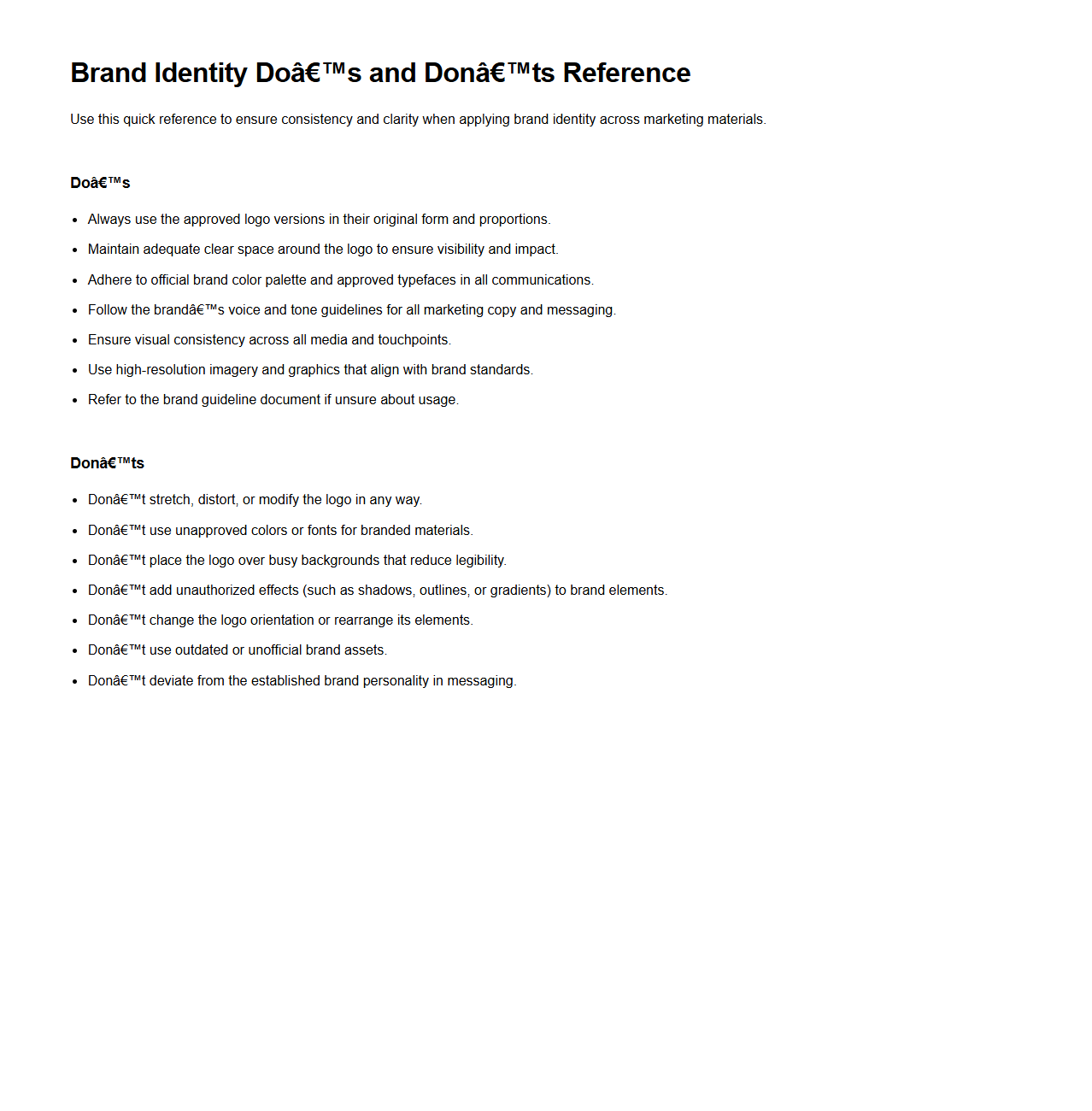 Brand Identity Do’s and Don’ts Reference for Marketers