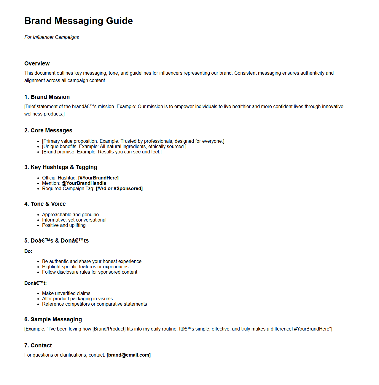Brand Messaging Guide for Influencer Campaigns