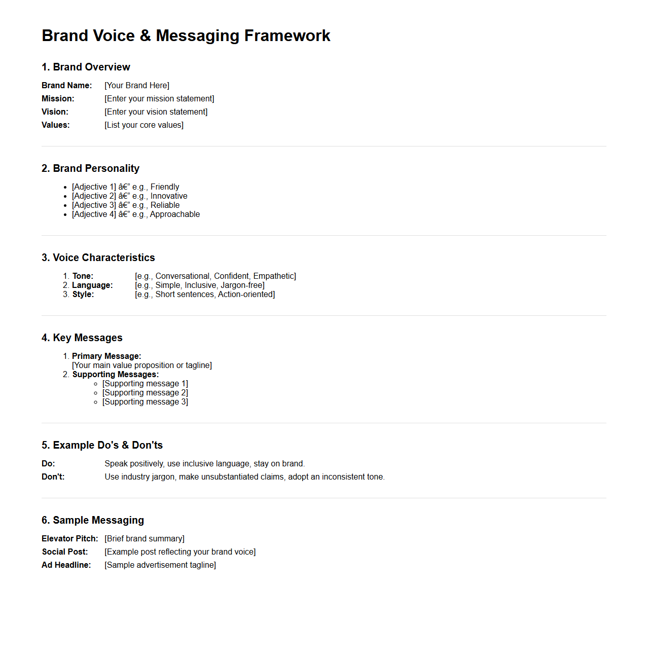Brand Voice and Messaging Framework for Marketers