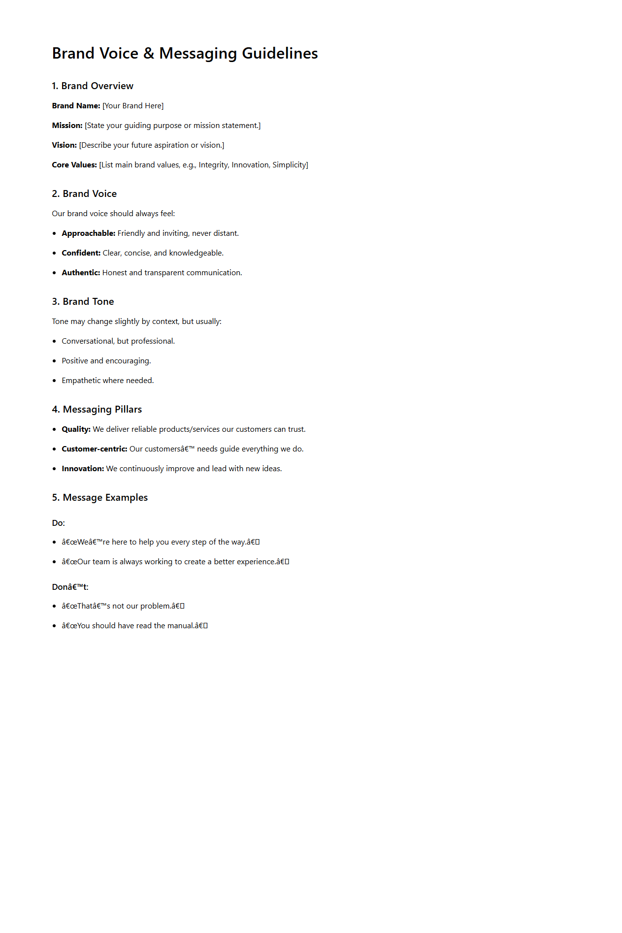 Brand Voice and Messaging Guidelines Sample