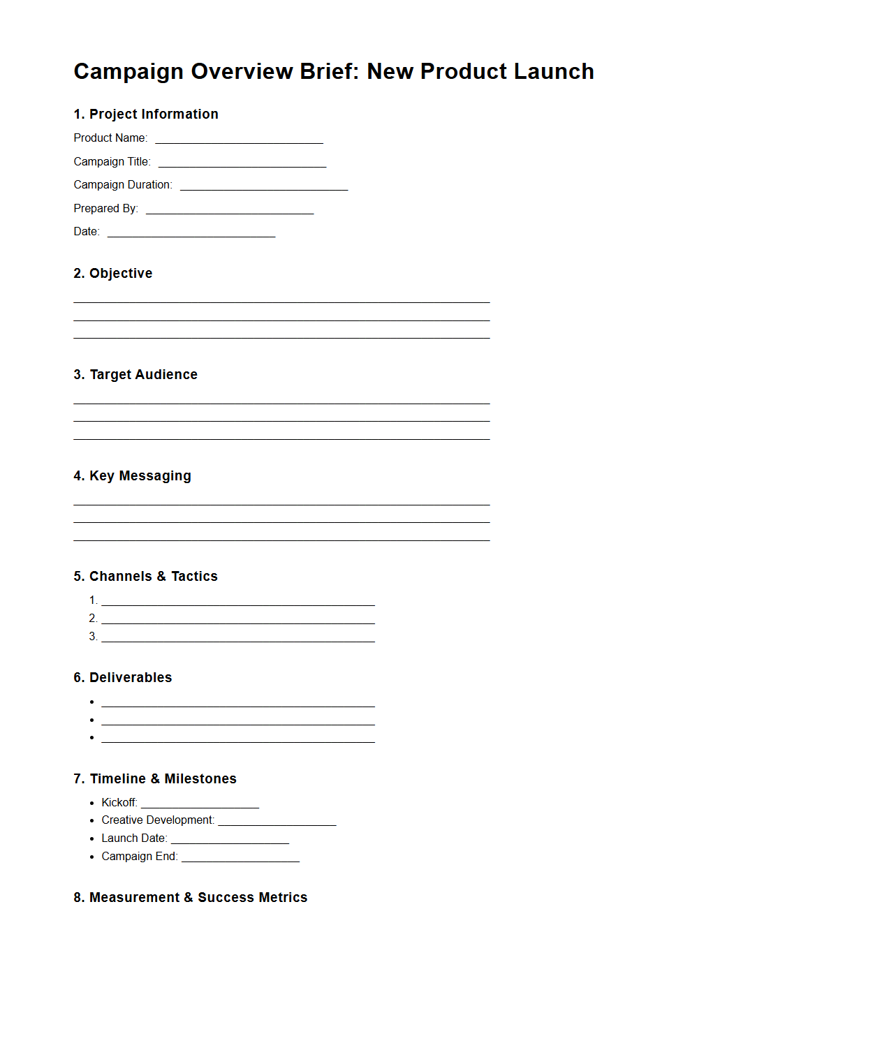Campaign Overview Brief for New Product Launch