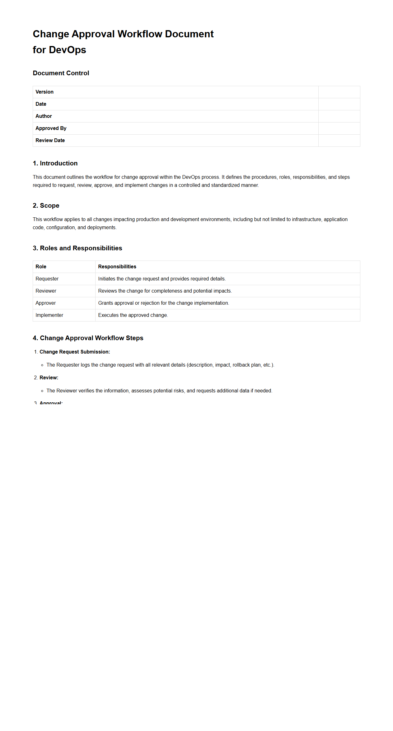 Change Approval Workflow Document for DevOps