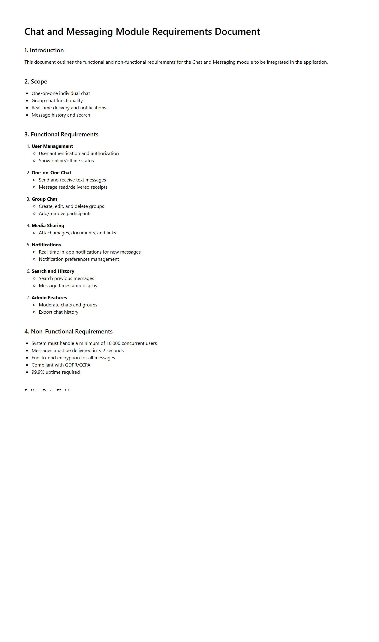 Chat and Messaging Module Requirements Document