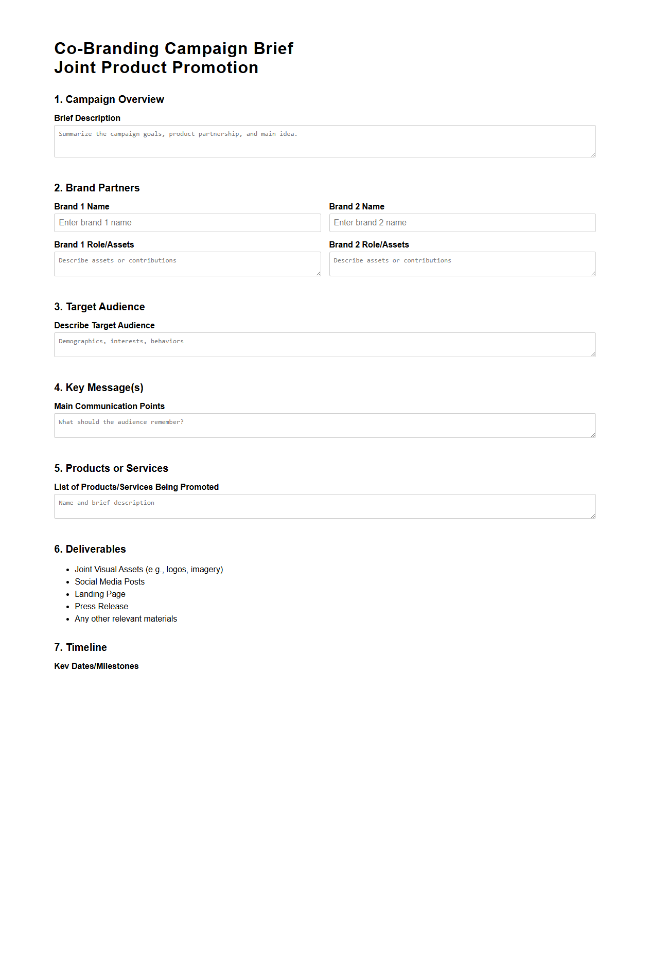 Co-Branding Campaign Brief for Joint Product Promotion