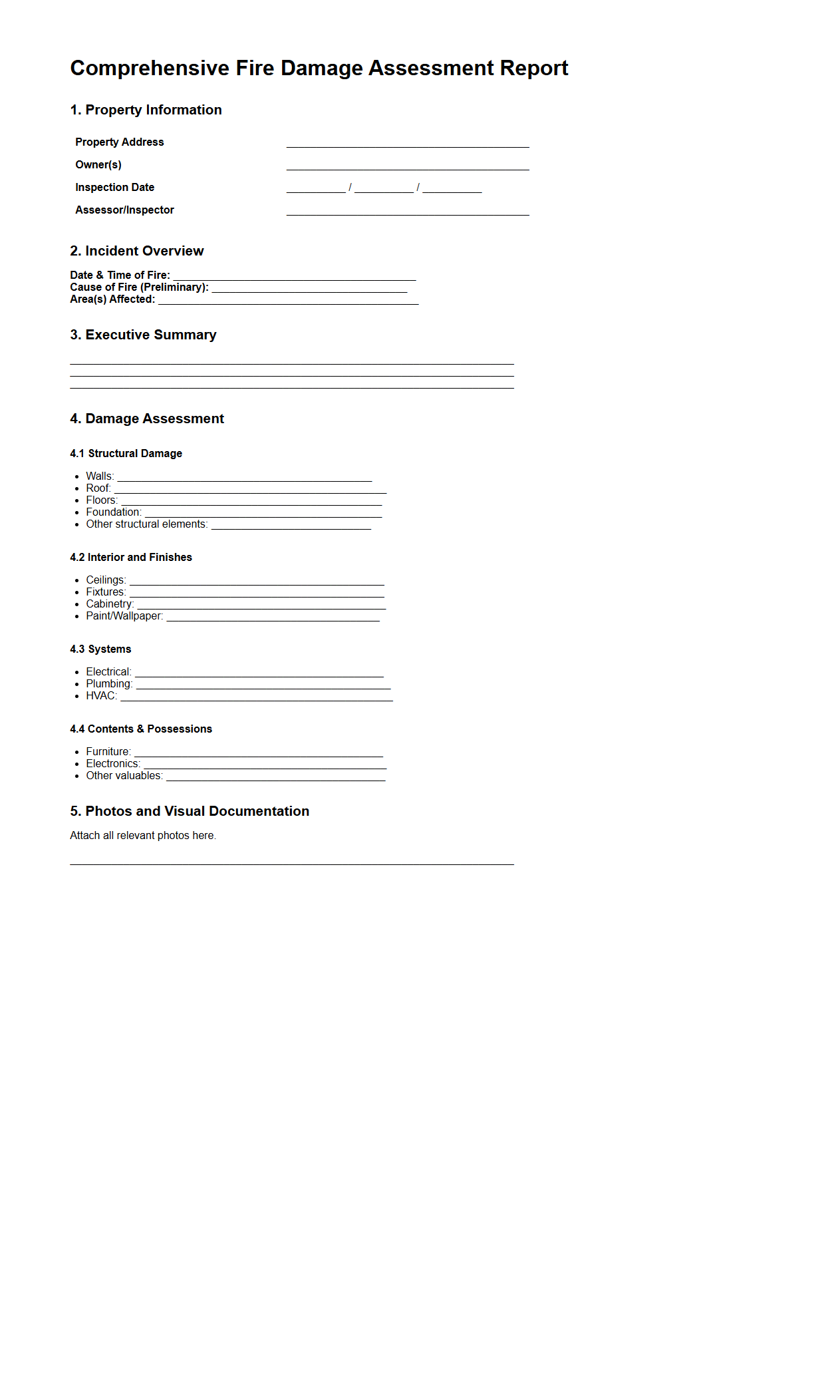 Comprehensive Fire Damage Assessment Report Sample