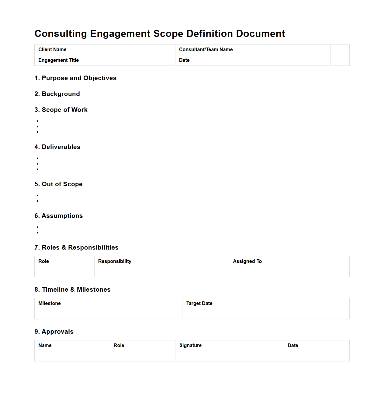 Consulting Engagement Scope Definition Document