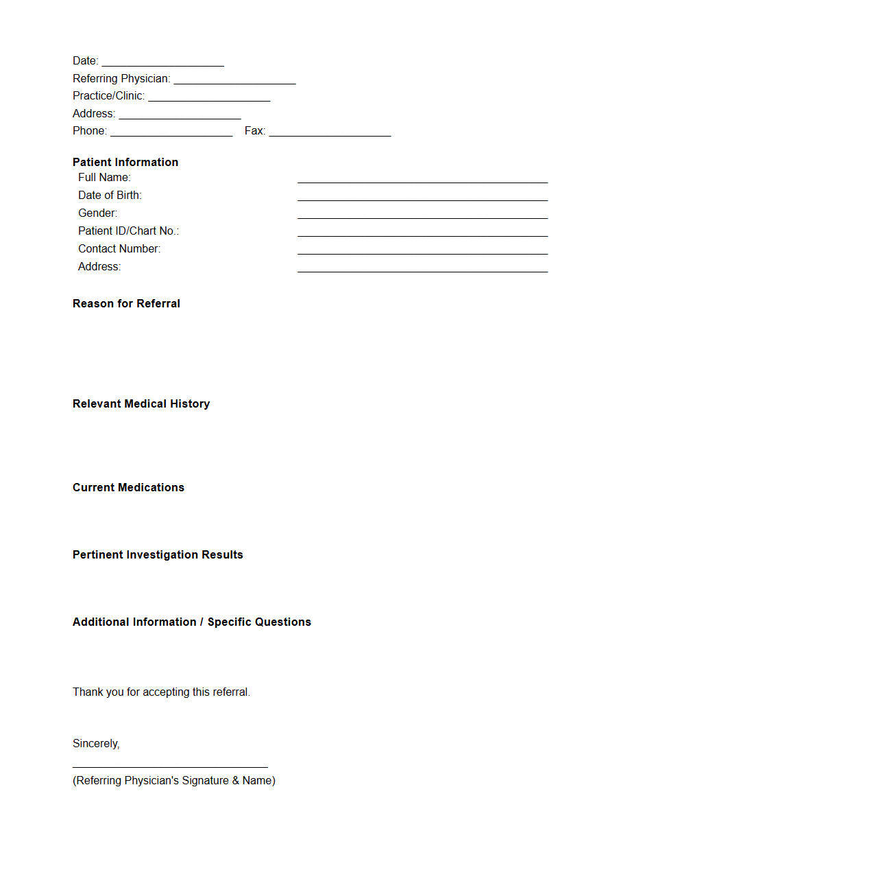Endocrinology Specialist Referral Letter Format