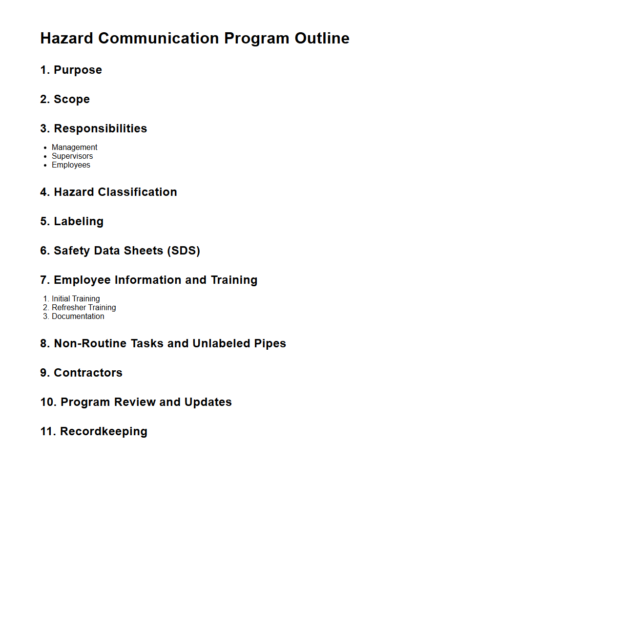 Hazard Communication Program Outline