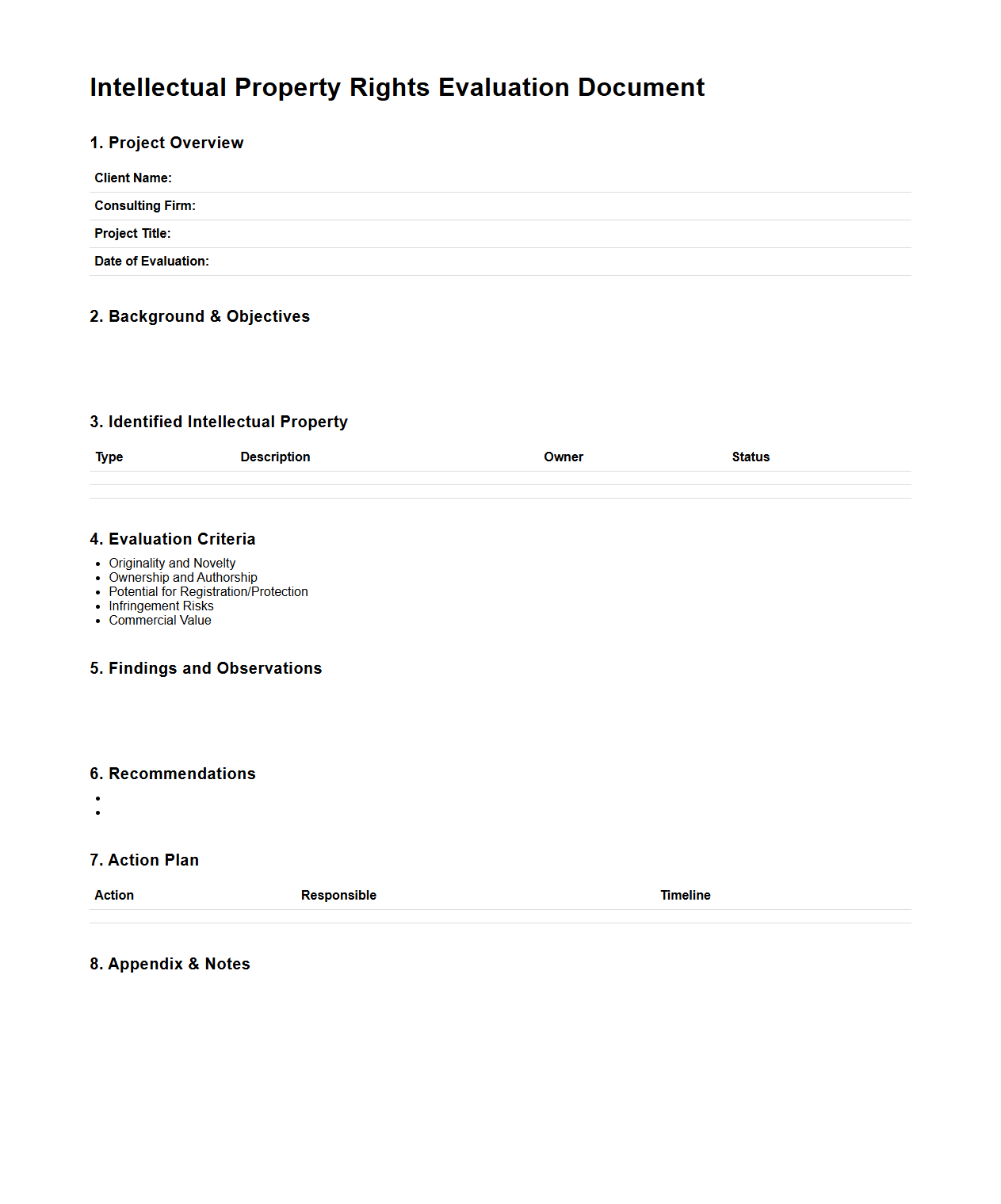 Intellectual Property Rights Evaluation Document for Consulting