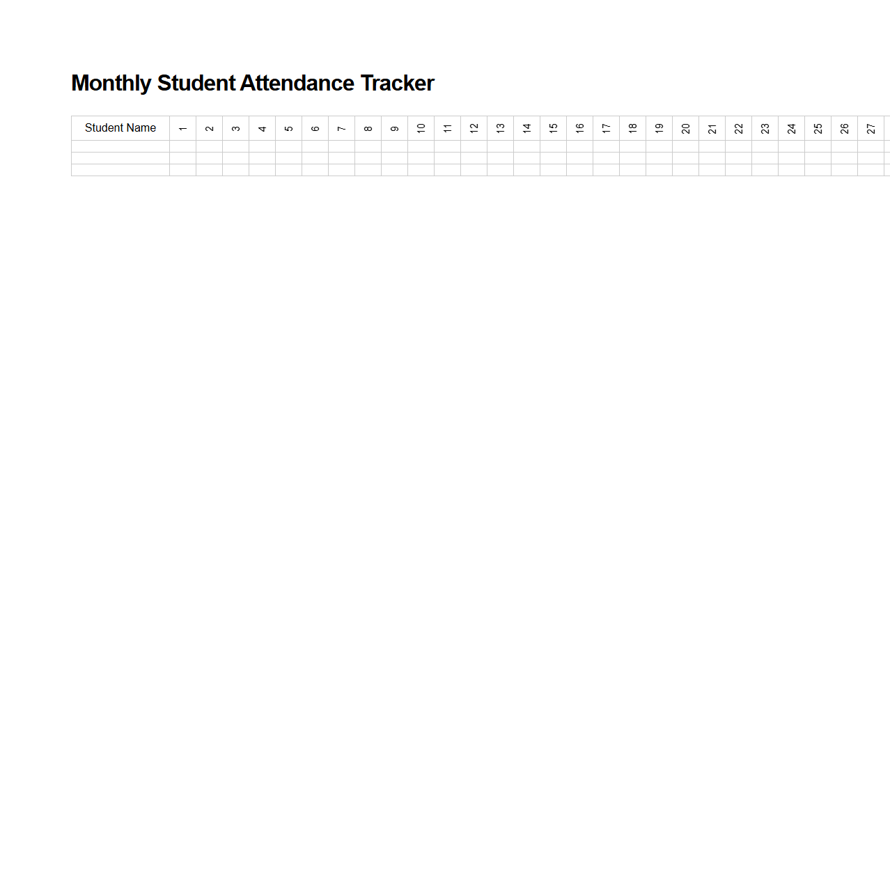 Monthly Student Attendance Tracker
