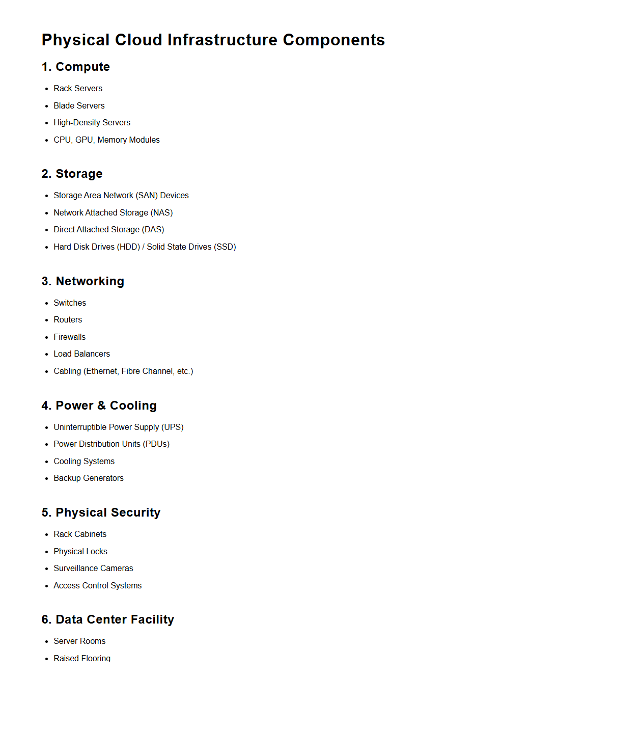 Physical Cloud Infrastructure Components