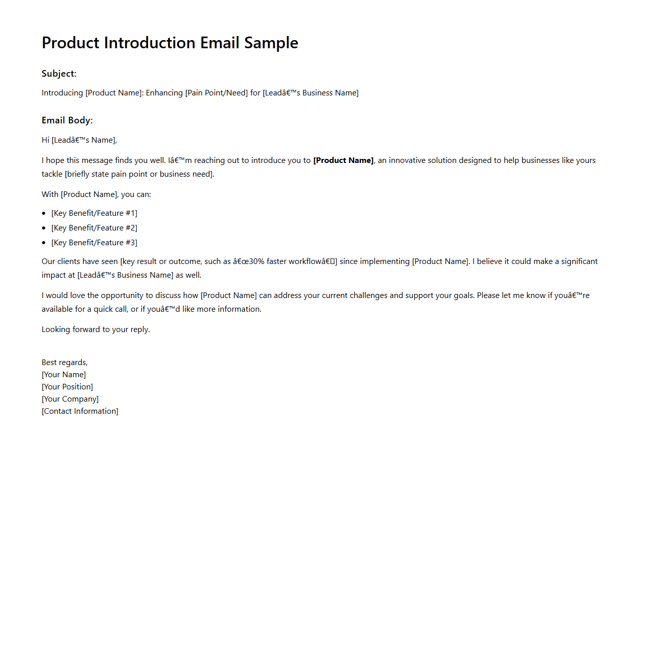 Product Introduction Email for Lead Engagement