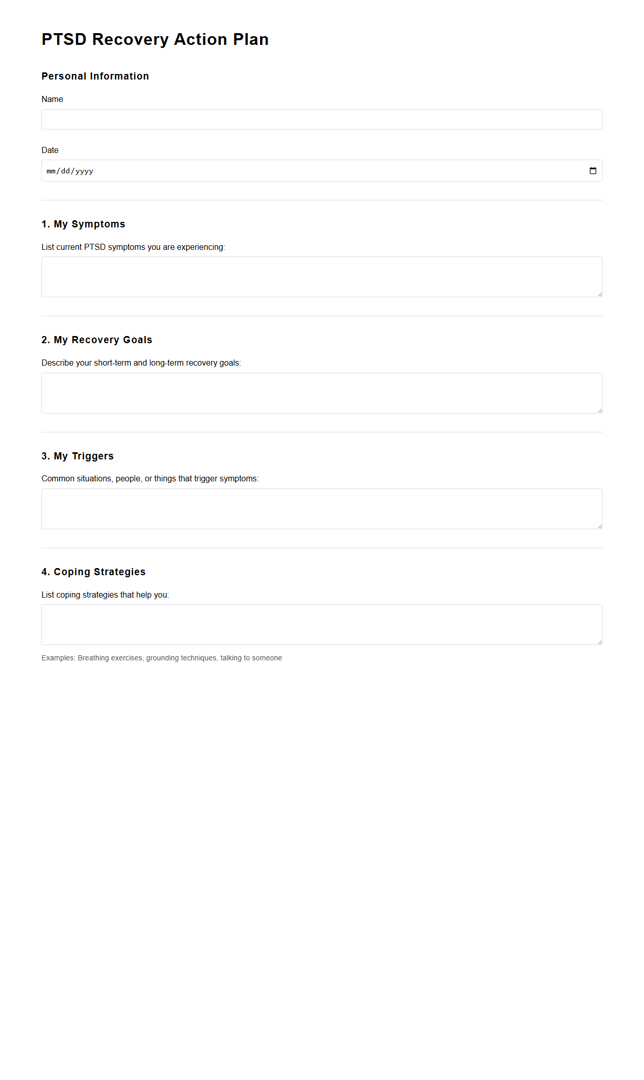 PTSD Recovery Action Plan Document