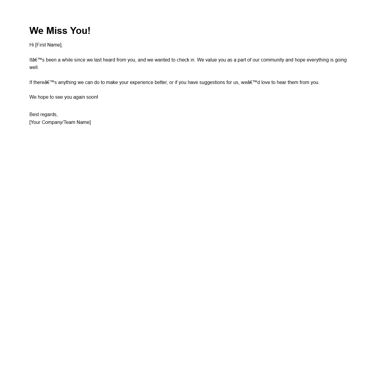 Re-engagement Campaign Email Template