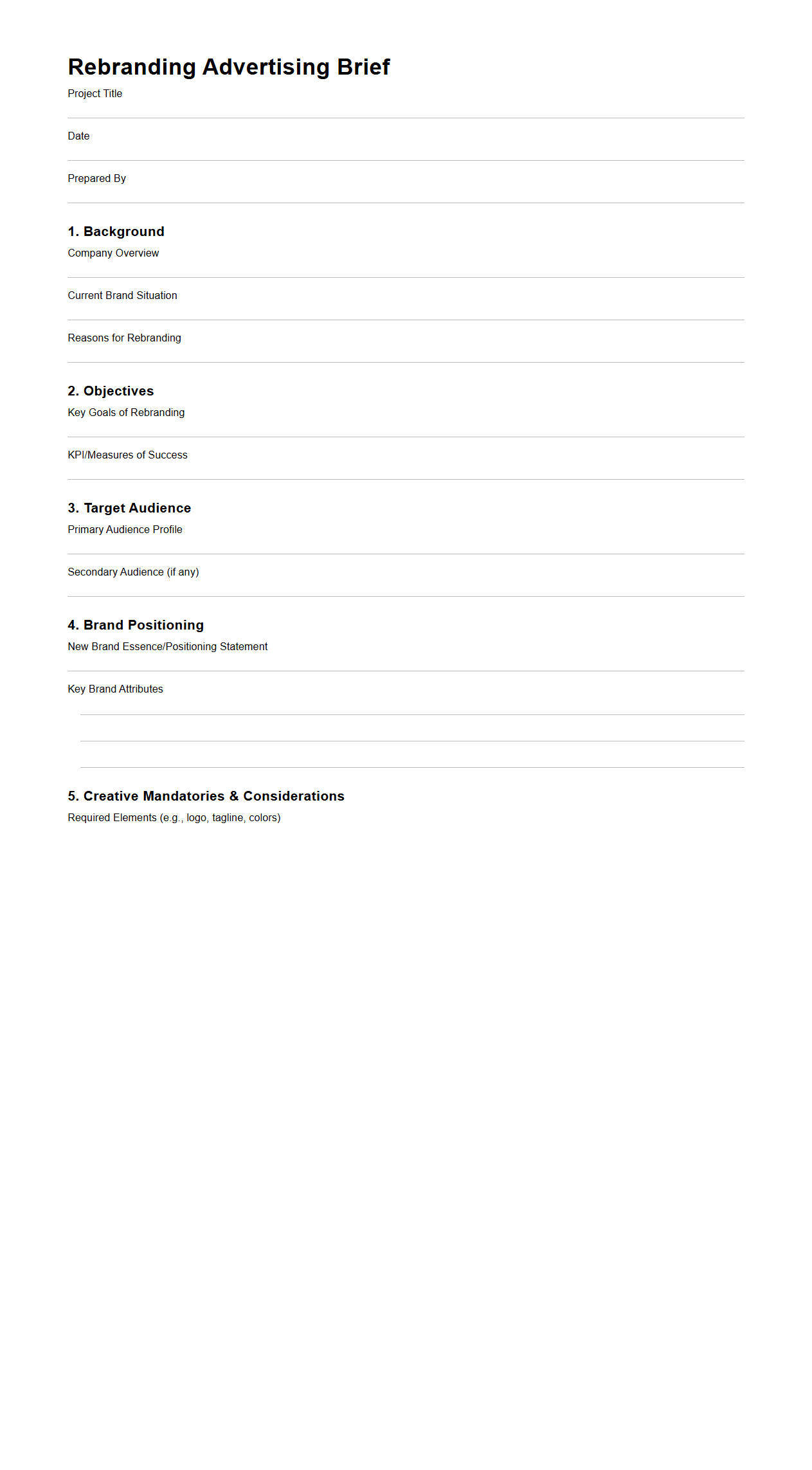 Rebranding Advertising Brief Format for Agency Collaboration