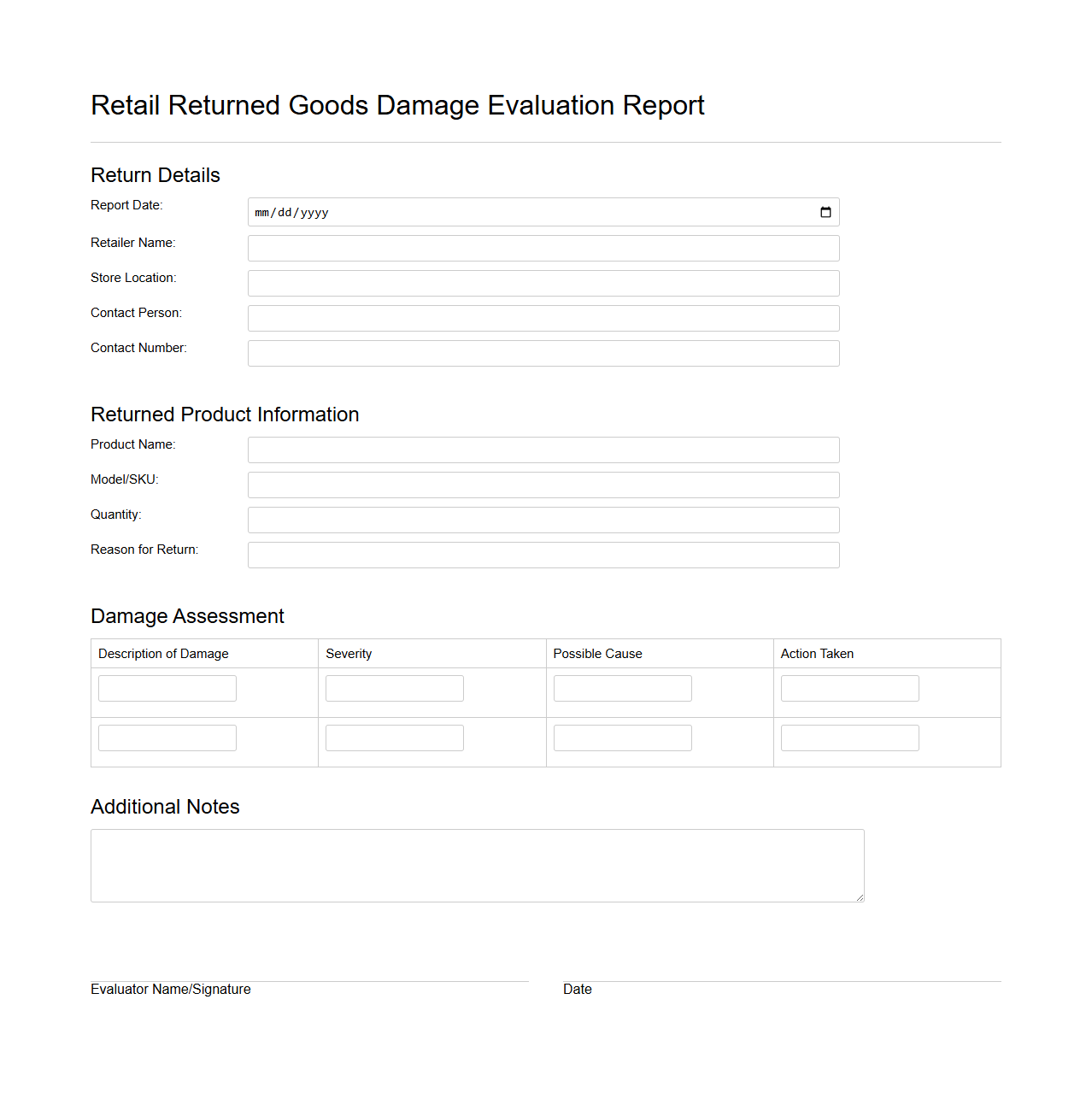 Retail Returned Goods Damage Evaluation Report