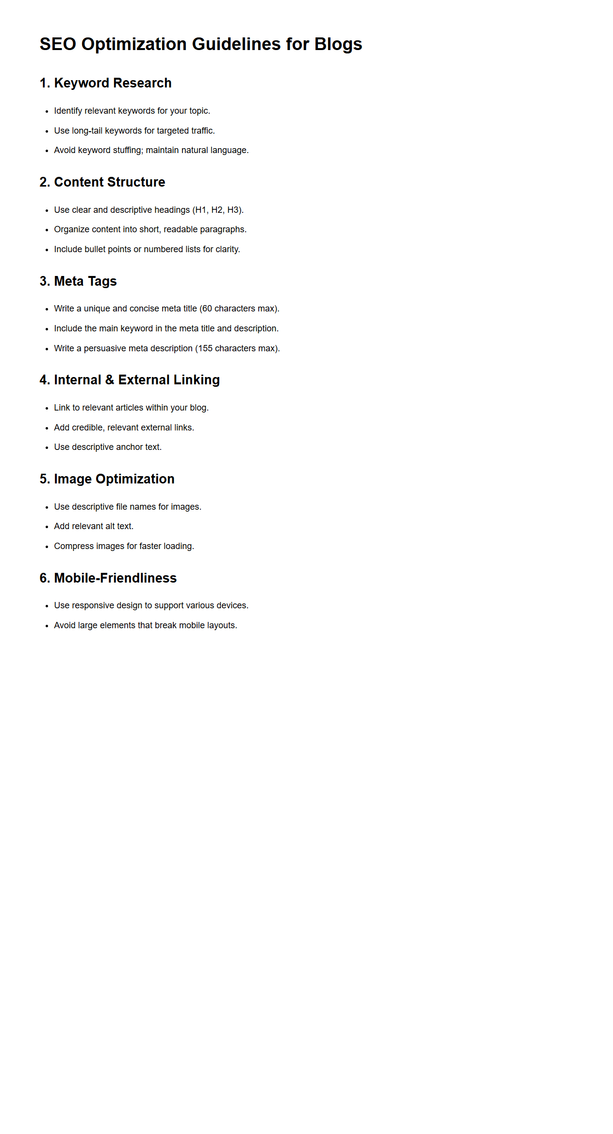 SEO Optimization Guidelines for Blogs