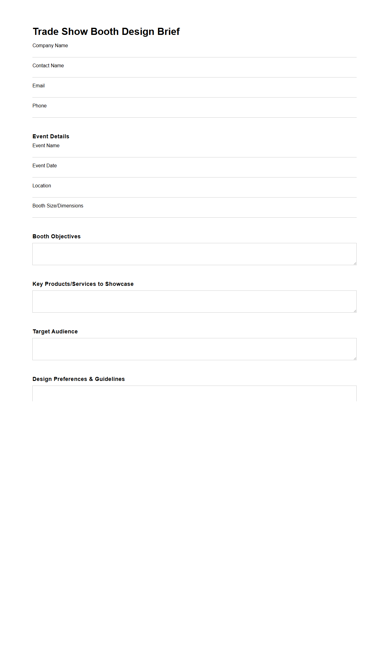 Trade Show Booth Design Brief