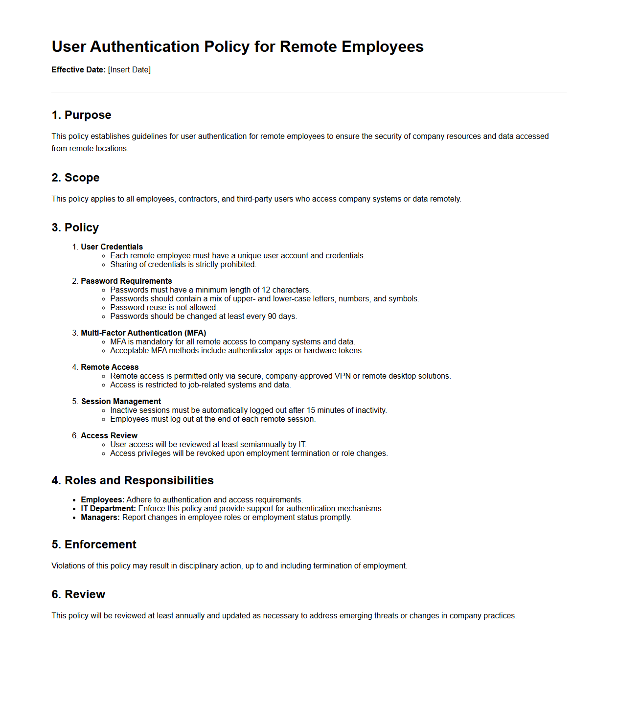 User Authentication policy for Remote Employees