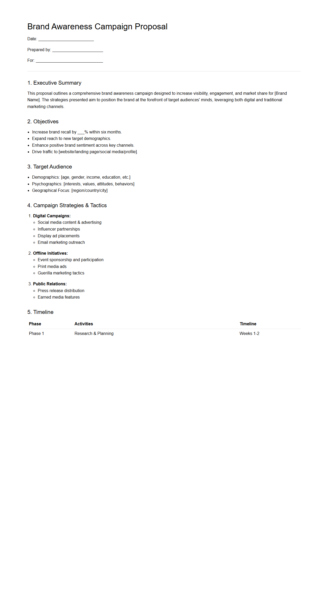 Brand Awareness Campaign Proposal Document