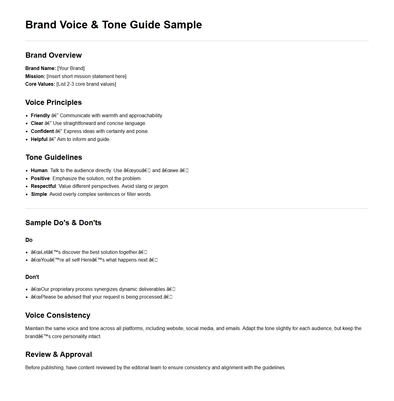 Brand Voice and Tone Guide Sample