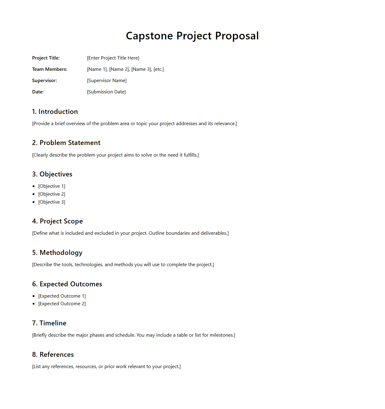 Capstone Project Proposal Document Sample