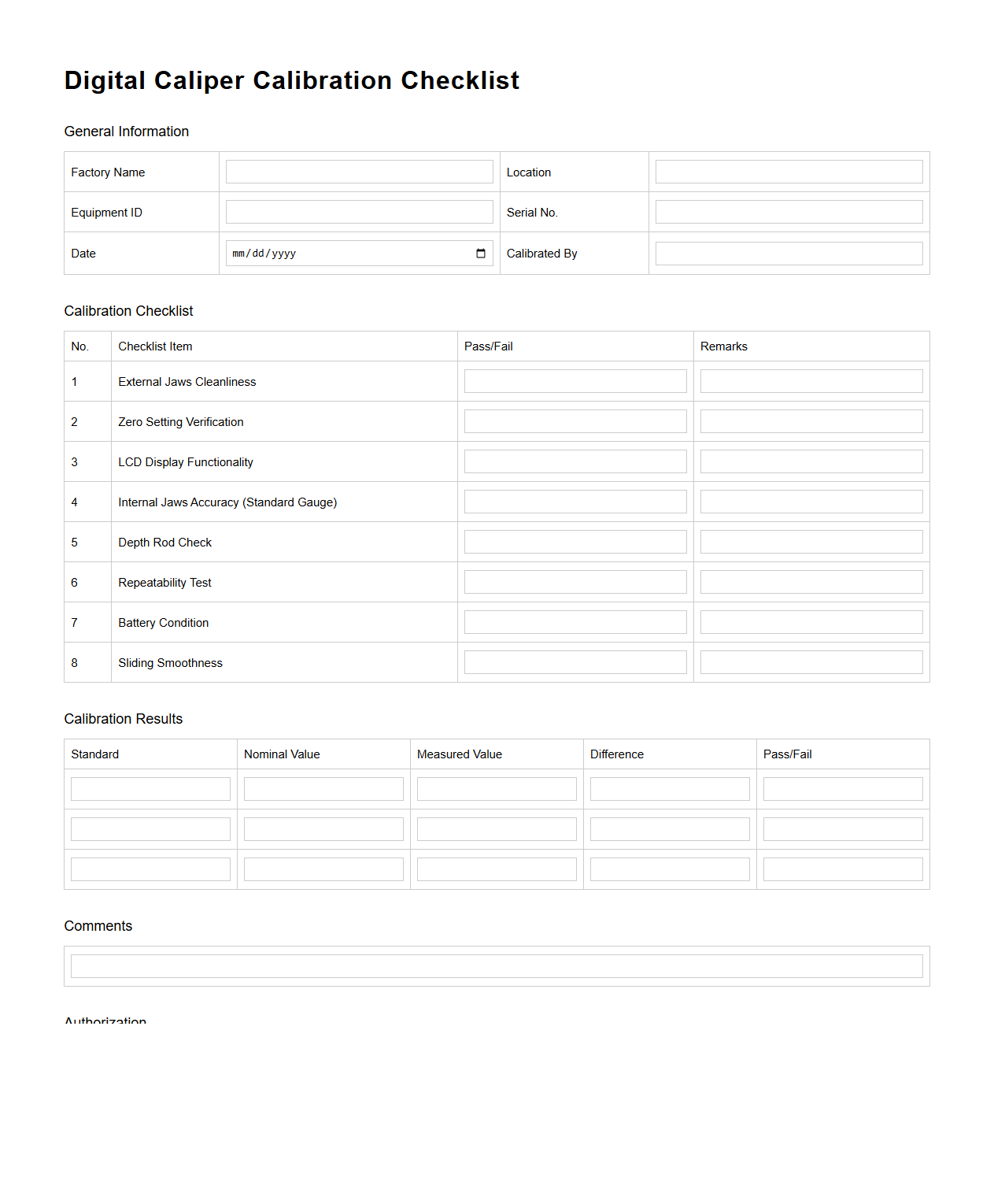 Digital Caliper Calibration Checklist for Factories