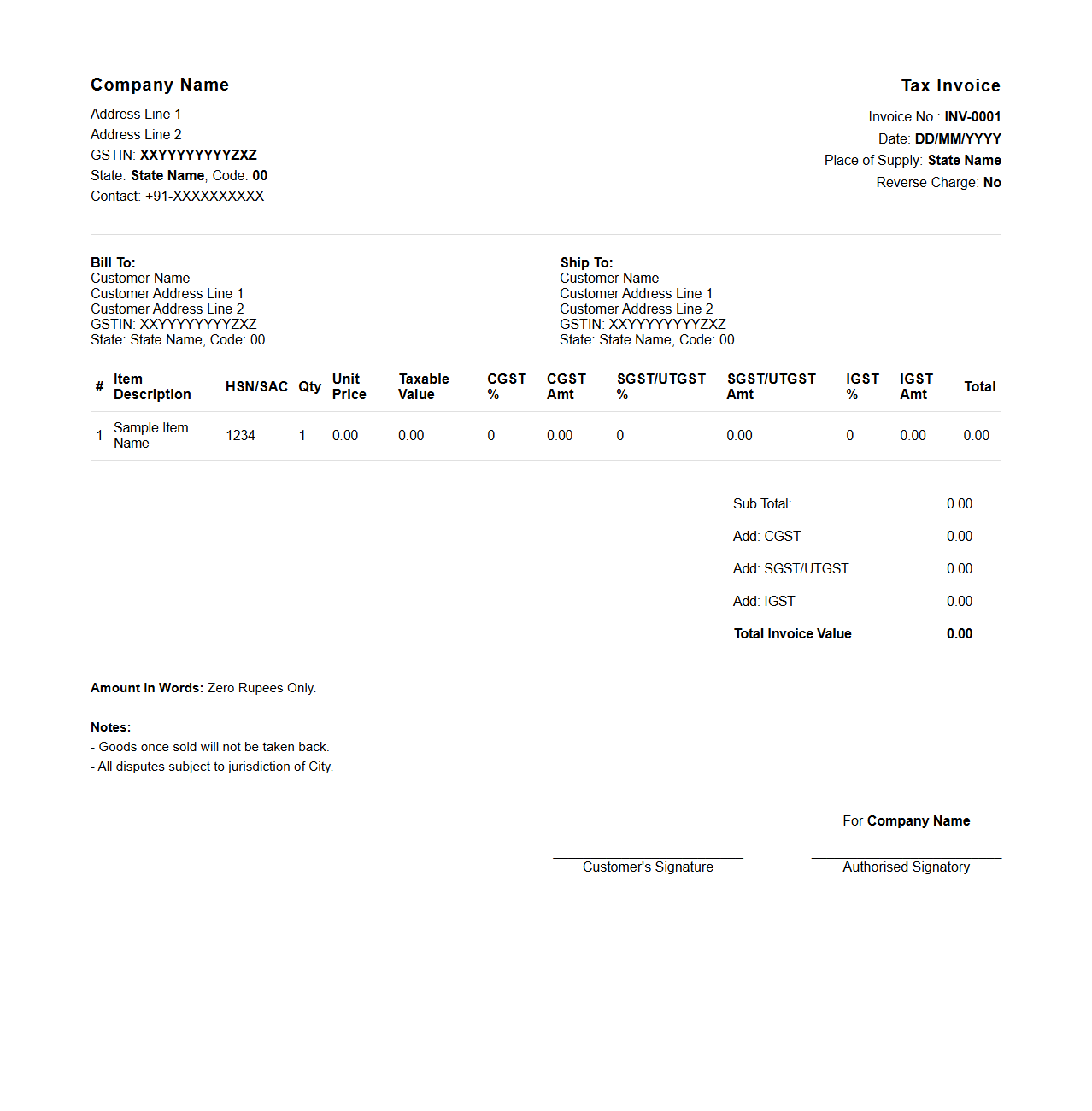 GST-Compliant Sales Invoice Sample