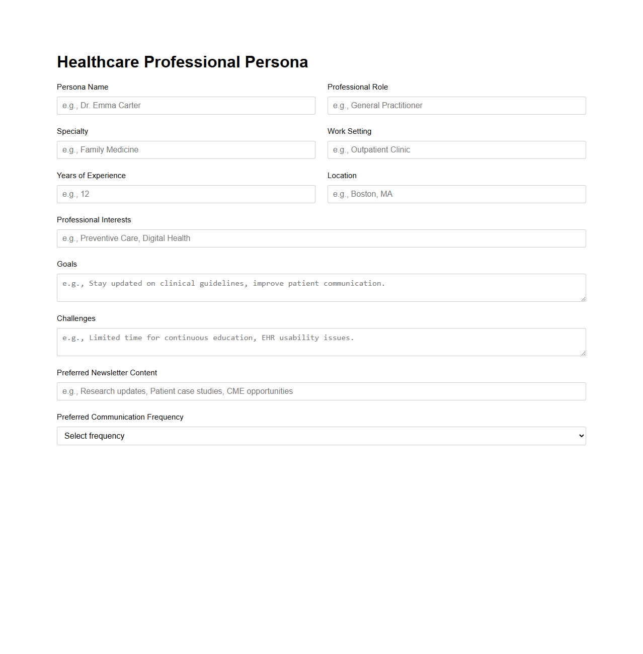 Healthcare Professional Persona for Newsletter Segmentation