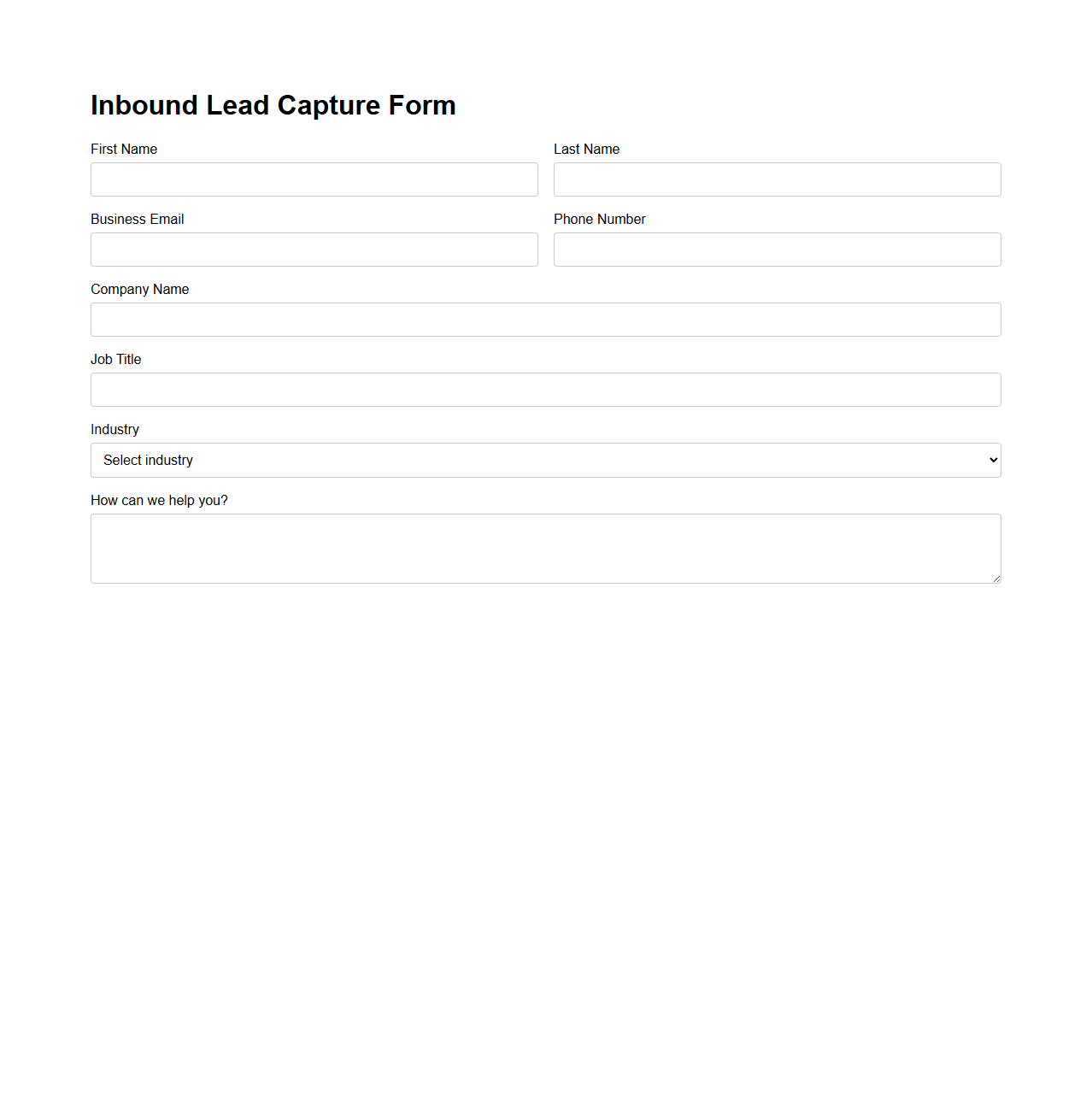 Inbound Lead Capture Form for B2B Campaigns