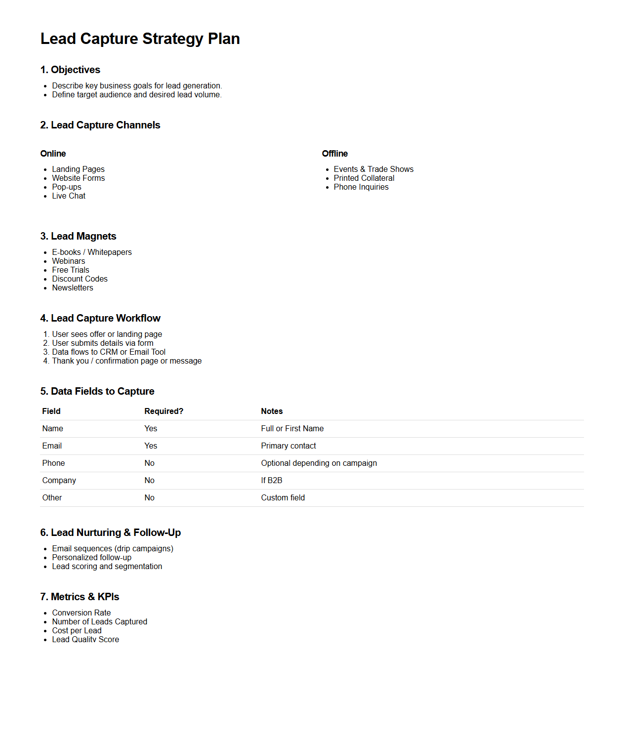 Lead Capture Strategy Plan