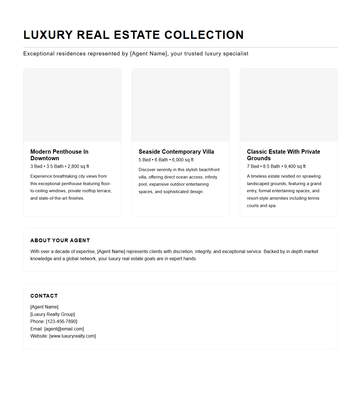 Luxury Real Estate Brochure Example for Agents