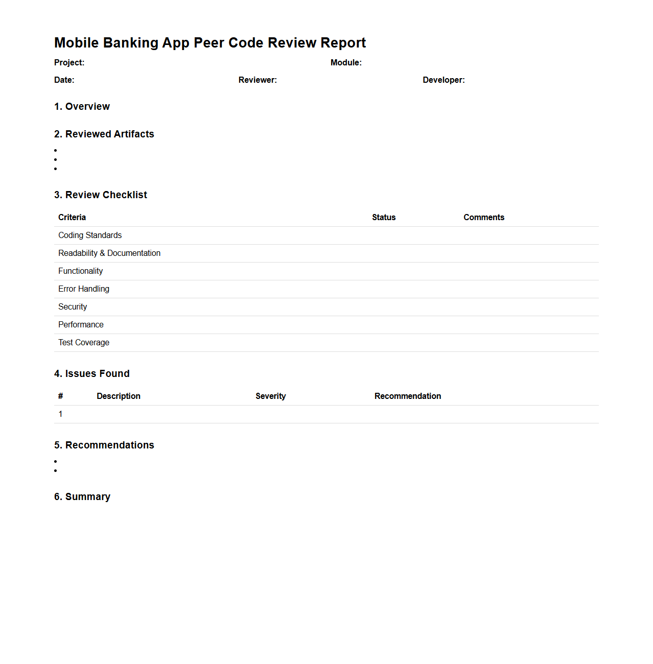 Mobile Banking App Peer Code Review Report
