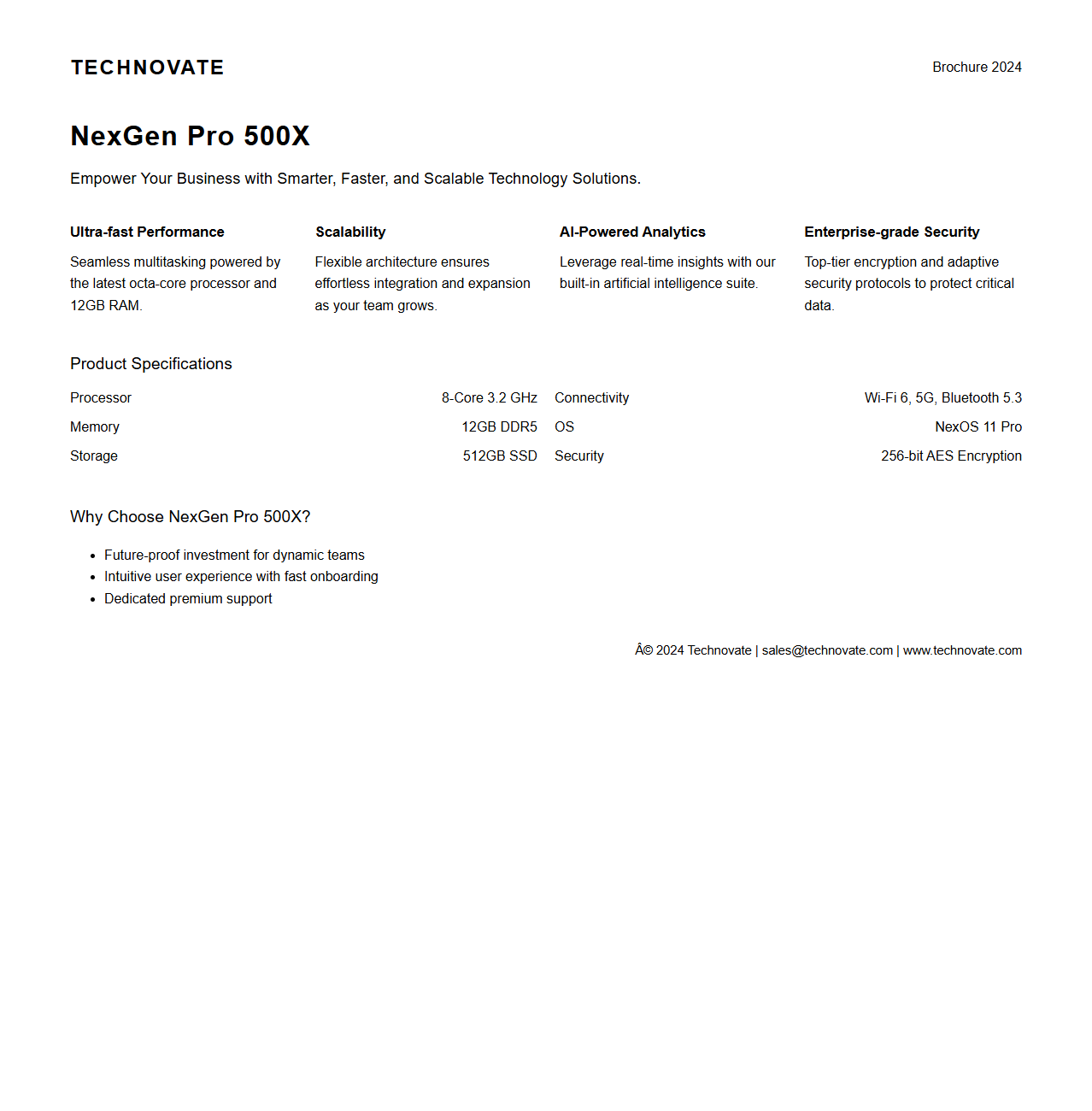 Modern Technology Product Brochure Sample for Sales Teams