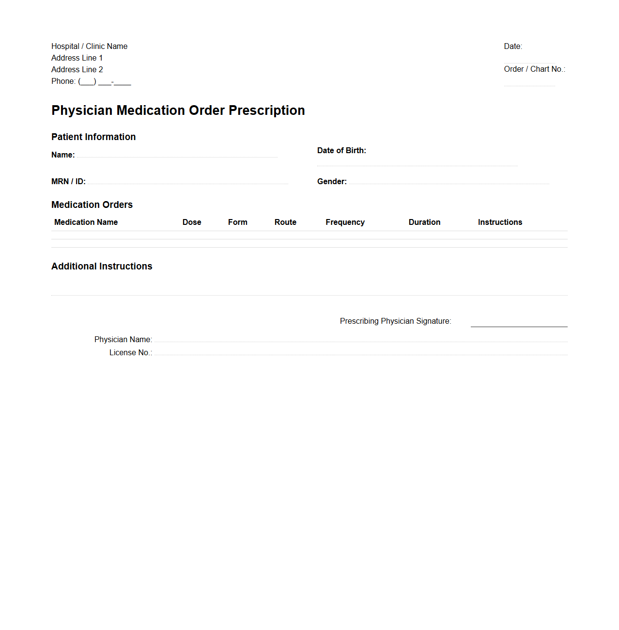 Physician Medication Order Prescription Example