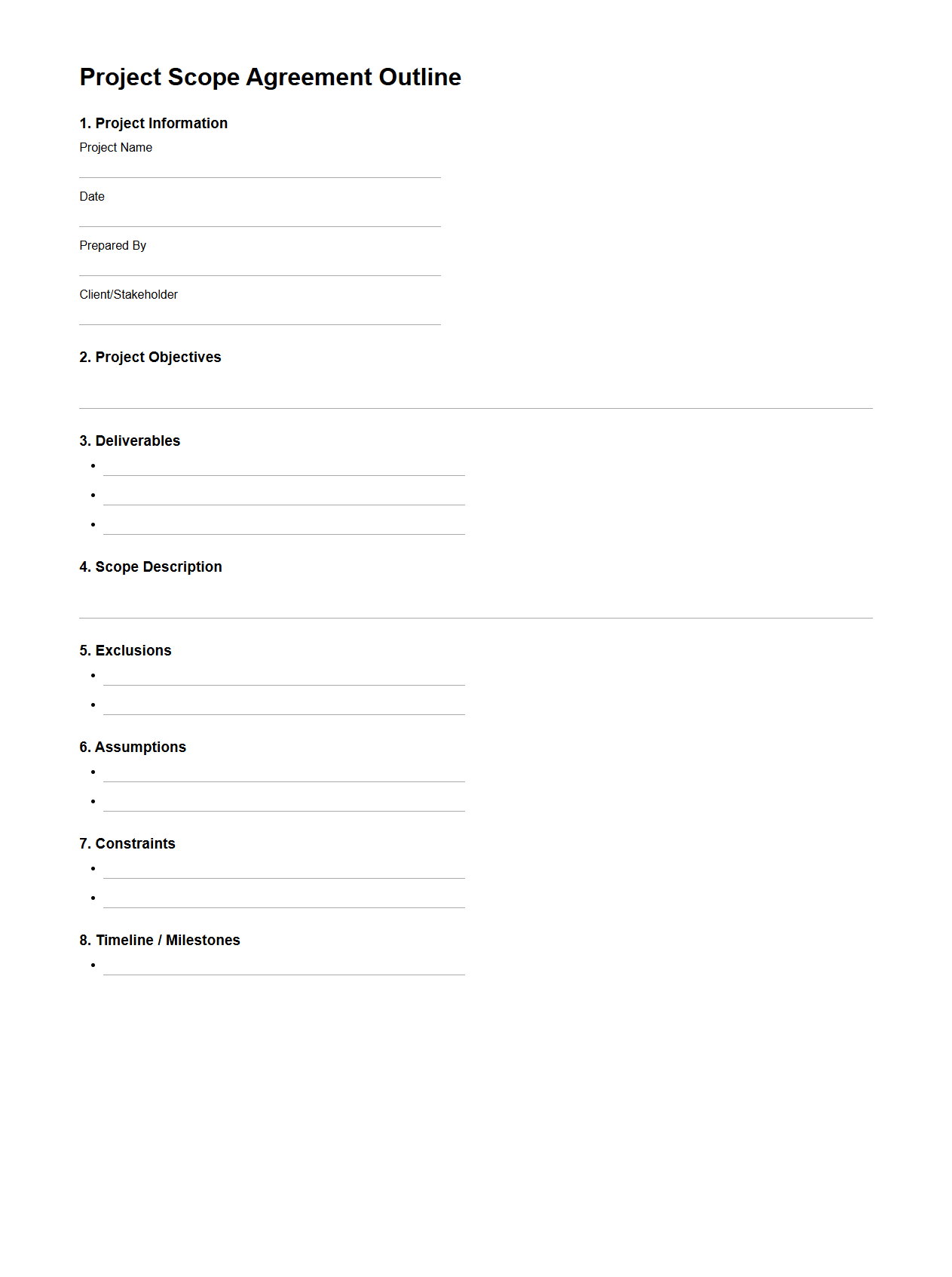 Project Scope Agreement Outline
